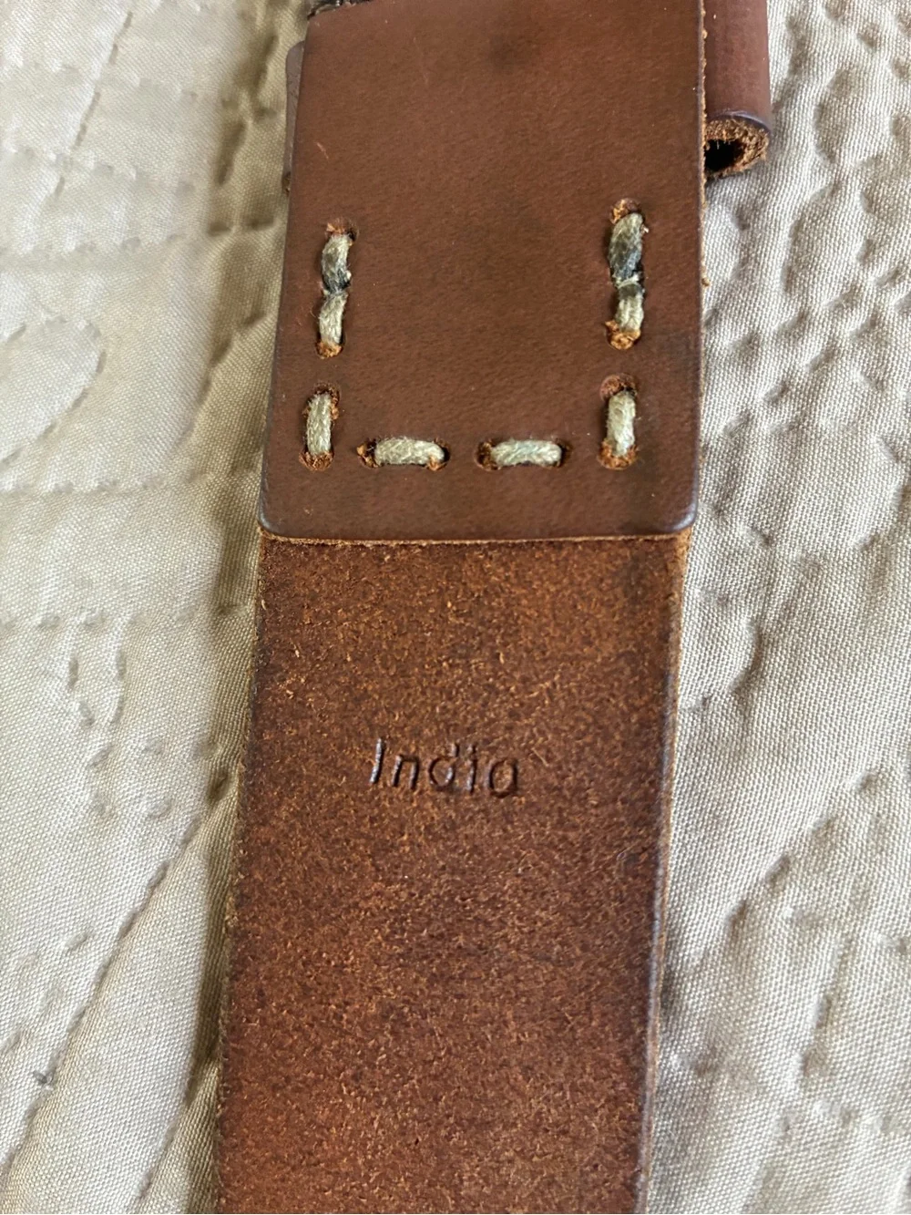 Timberland Cahill Brown Leather Belt Men’s Size 34 brass buckle